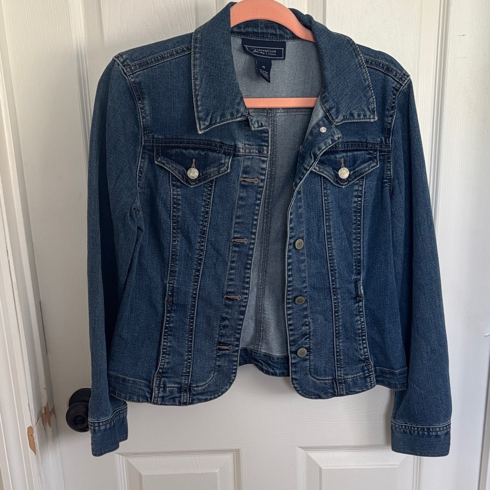 Charter Club Dark Blue Denim Jacket with Button Front